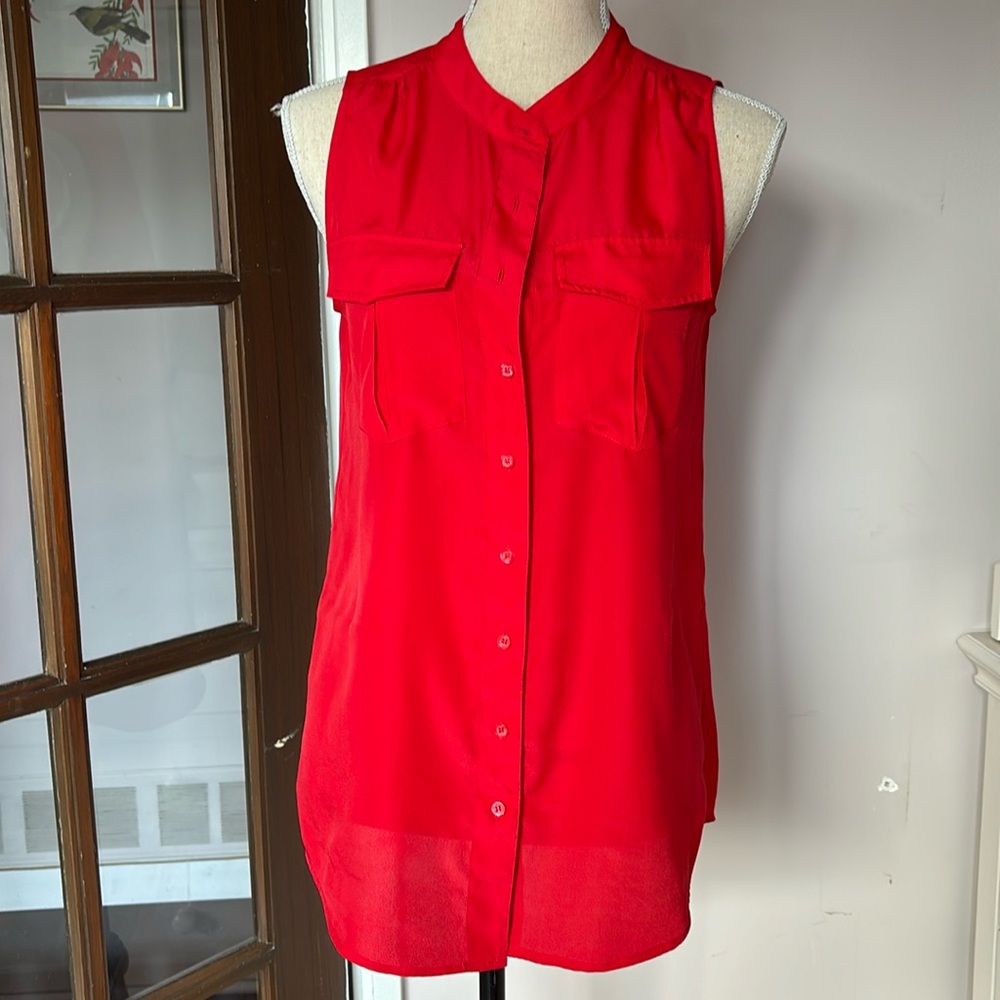 2/20 J. Crew Factory sleeveless button down shirt size 4